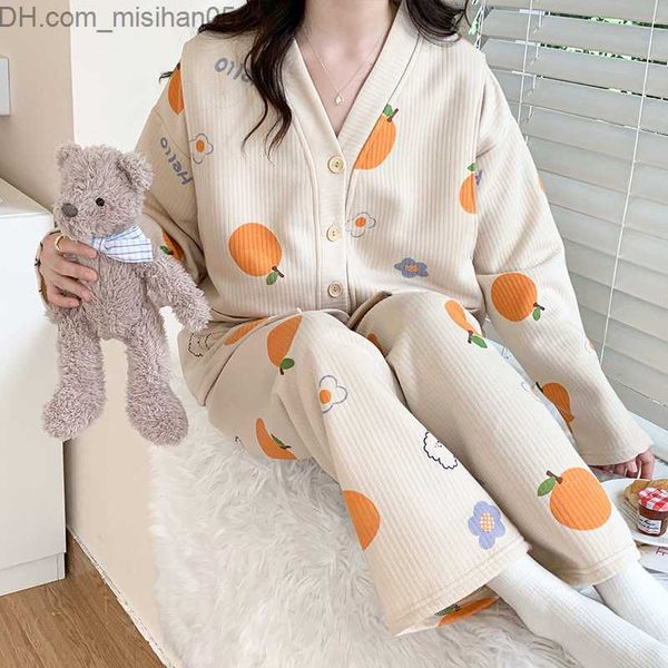 

sleep lounge 2pcs set autumn and winter cotton mat pregnant women's care pajamas breastfeeding pajamas pregnant women's sleep paja, White