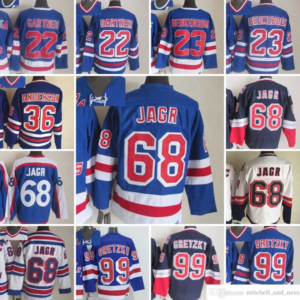

1980 movie vintage hockey 99 wayne gretzky jerseys ccm embroidery 22 mike gartner 23 jeff beukeboom 68 jaromir jagr 36 glenn anderson jersey, Black;red