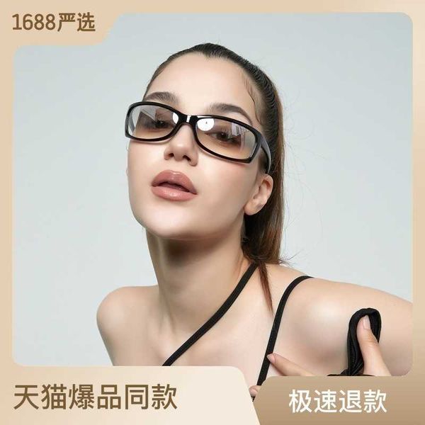 

schinger live broadcast glasses millennium y2k sports ins style silver riding female sunglasses, White;black