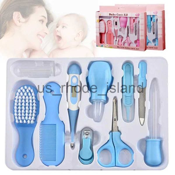 

nail care 10pcs/set newborn care kit nail hair thermometer grooming brush clipper scissor multifunction kid toiletries kit baby care x0729