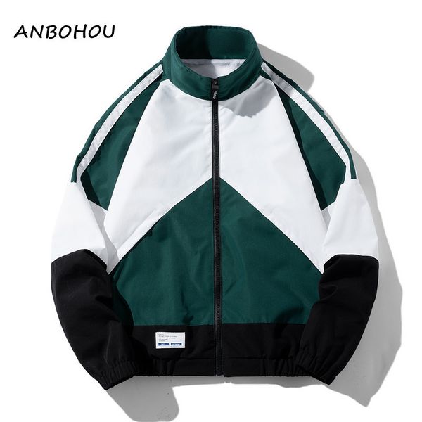

mens jackets anbohou windbreaker jacket autumn fashion casual patchwork loose male large size clothing sportswear bomber camping 230731, Black;brown