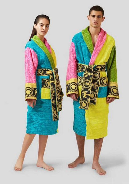

2023 five star l for men spring and summer pure cotton thin lovers' nightgown full long soft water absorption quick drying bathrobe