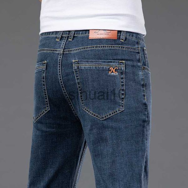

men's jeans spring summer men's thin straight jeans smooth fabric loose denim stretch trousers male brand pants blue j230728