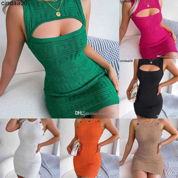 

designer women's dresses spring and summer dress hollow high waist knitted hip skirt for women, Black;gray