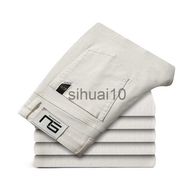 

men's jeans 2023 men white jeans fashion casual classic style regular straight fit soft trousers male advanced stretch pants j230728, Blue