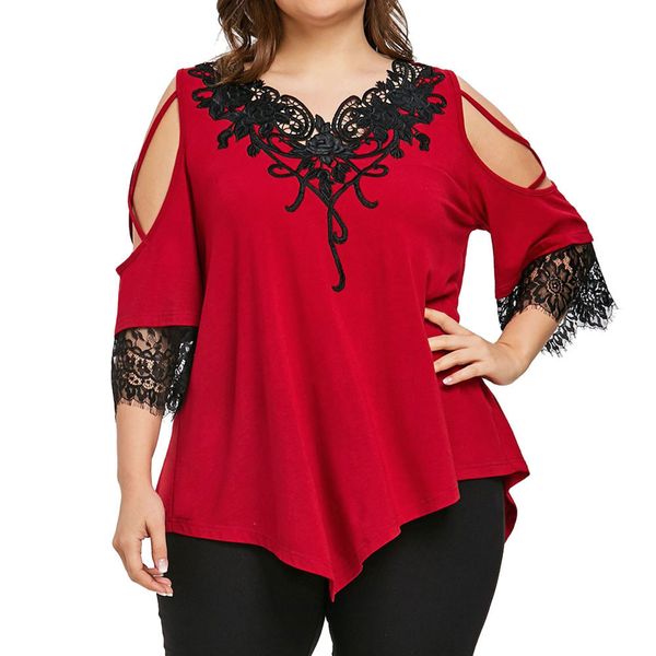 

women's blouses shirts loose blouses women street wear off shoulder lace tee shirt tunic shirt female plus size v neck elegant blouse, White