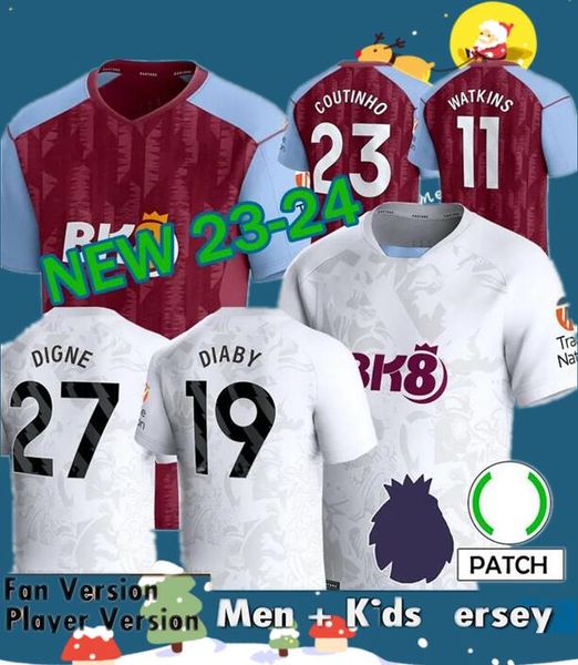 

23/24 aston villas soccer jerseys kids kit home 2023 2024 football shirt home away fans player version camisetas futbol mings mcginn buendia, Black