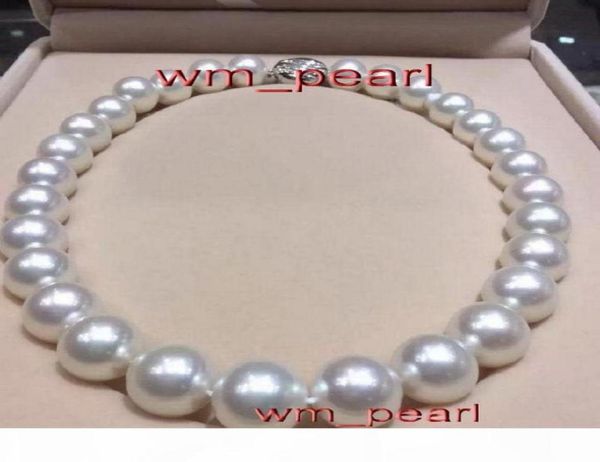 

17quot1315mm real natural south sea round white pearl necklace 14k93669277580898, Silver