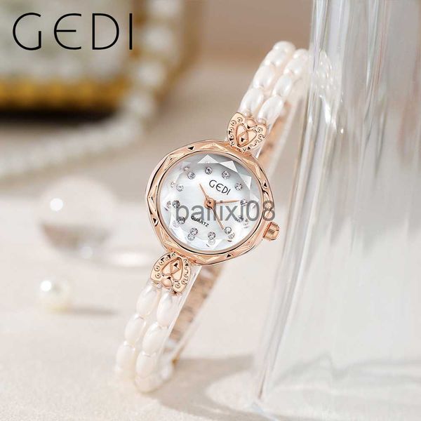 

other watches gedi luxury women's watches waterproof rhinestone pearl quartz brelet watch for women elegant ultra-thin lady watch clock, Slivery;black