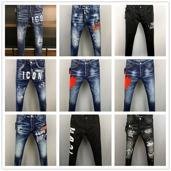 

2023 jeans new mens luxury designer d2 denim jeans holes trousers dsquare biker pants 2#a388, Blue