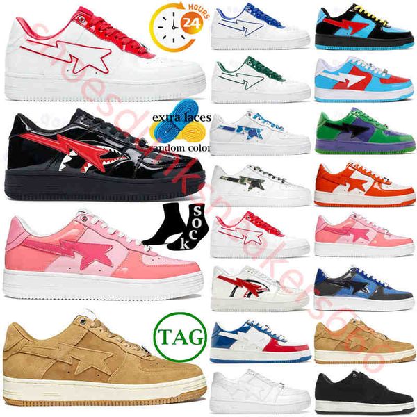 

sk8 men women casual shoes sta low sneaker court designer blue mist bathing platform shoe men shark black white grey patent leather green ab