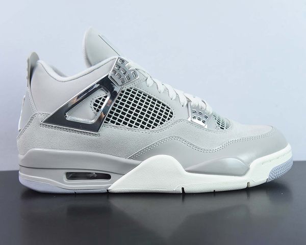 

jumpman 4 frozen moments basketball shoes 4s light iron ore/sail-neutral grey-black-metallic silver outdoor sneaker sports with original box