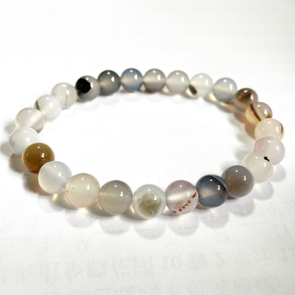 

mg1945 8 mm australia ocean agate bracelet womens natural gemstone beaded chakra wrist jewelry, Black