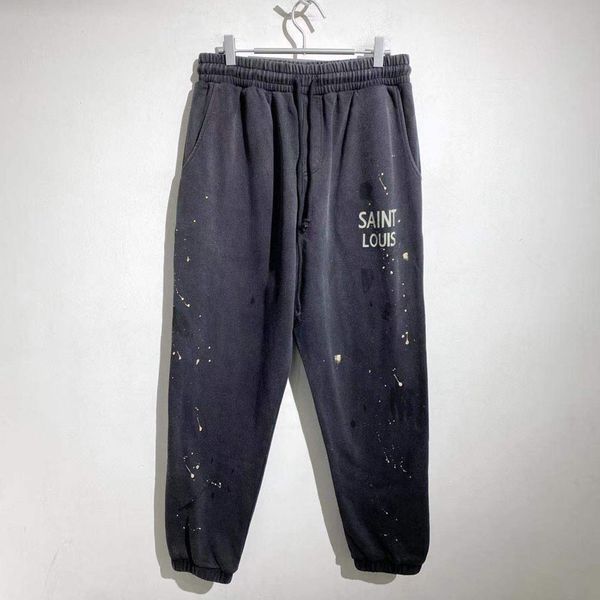 

autumn men women elastic waist pants trousers washed vintage sport sweatpants, Black;brown