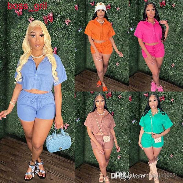

new summer designer women tracksuits two piece set shirt and shorts outfits blouses shirts suit clothing, Gray