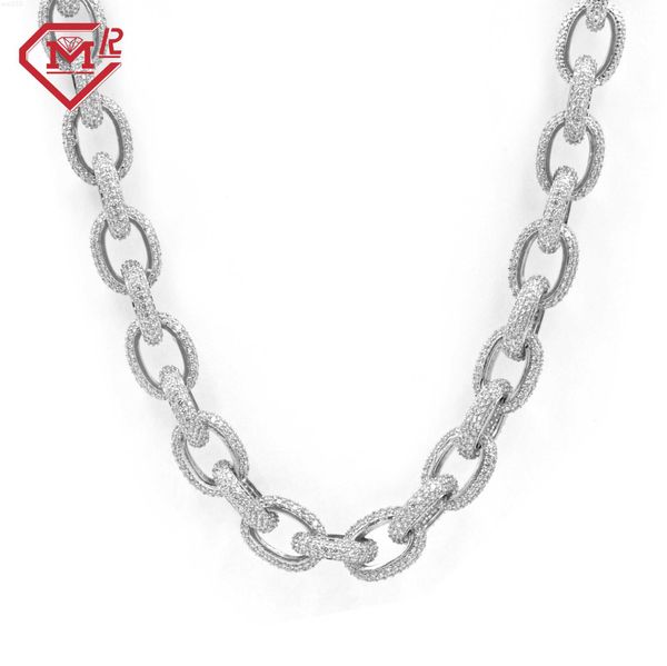 

17mm iced out twist rope chain for men 925 sterling silver cuban link moissanite necklace hip hop