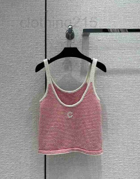 

women's tanks & camis designer early spring new letter embroidery stripe short sleeve knit shirt slim splice contrast color camisole rh, White