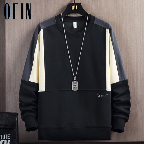 

mens hoodies sweatshirts fashion black white patchwork sweatshirt spring streetwear casual pullover clothes male long sleeve 230731