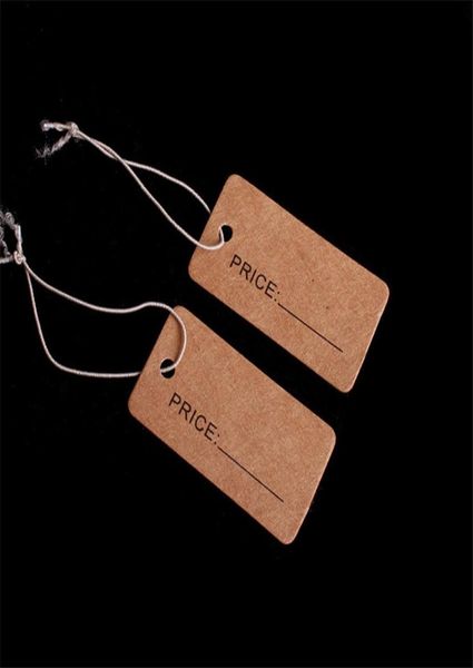 

1000pcslot size 2x4cm label rectangular label tie string jewelry clothes display merchandise tags paper card8871434