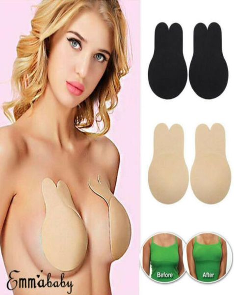 

2x silicone gel invisible bra selfadhesive push up strapless backless stick on tape boob enhancer nipple cover pad pasties6007792, Red;black