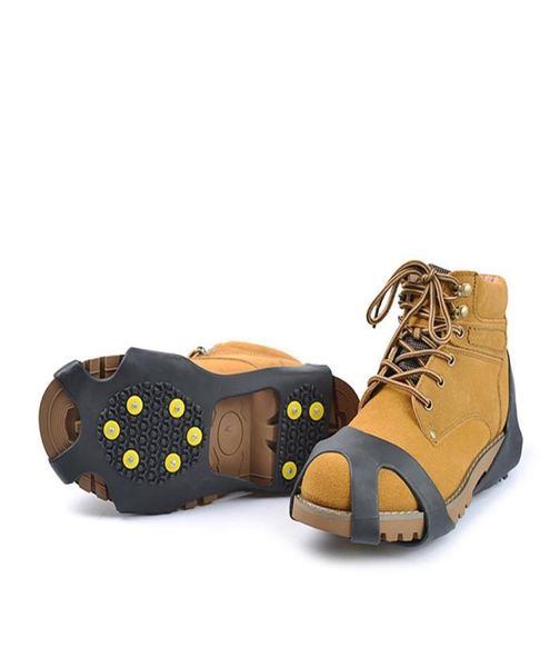 

ice snow grips cleat over shoes 10 steel studs cleats boot rubber spikes antislip ski gripper ice climbing footwear237y3822177