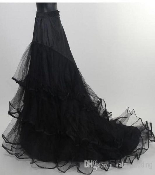 

in stock black skirt wedding petticoat long tulle bridal crinoline for dress with chapel train charming slip bridal skirts2228473, White