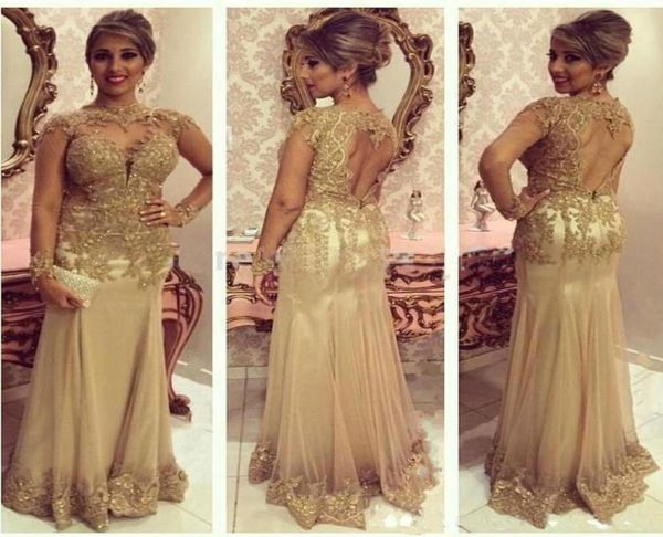 

sparkly mother of the bride dresses with illusion long sleeves beaded gold lace appliques red carpet celebrity evening party gowns2550197, Black;red