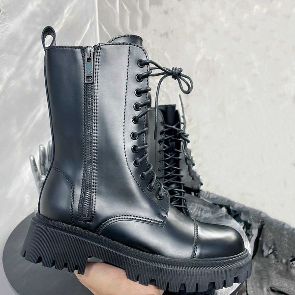 

designer boots balence sneakers b martin boots women's 2023 autumn new motorcycle short boots thick heel thick sole british knight boot, Black