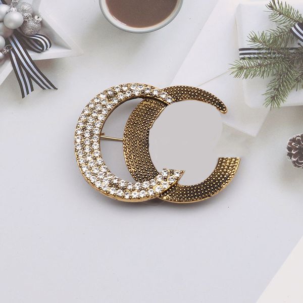 

20style brand designer double letter brooches women men retro style diamond brooch pin metal fashion jewelry accessories high quality, Gray