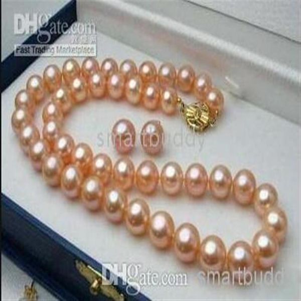 

100% genuine natural 20 8-9mm south sea pink pearl necklace rarring166j, Silver