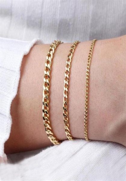 

link chain miami cuban neckalce for women stainless steel gold filled curban bracelet stacked jewelry 3 5 7 9 11mm283d9029587, Black