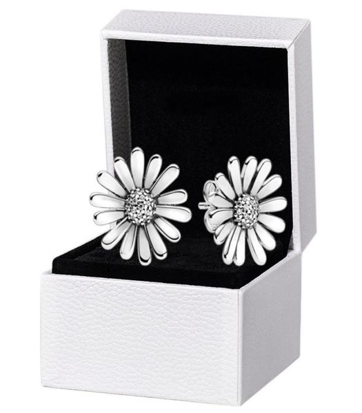 

925 sterling silver pave daisy stud earring original box set for p women party earrings5462293, Golden;silver