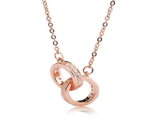 

women silver necklace simple fashion style collarbone chain 925 silver rose gold color circular ring pendant stylish ladies access5394423