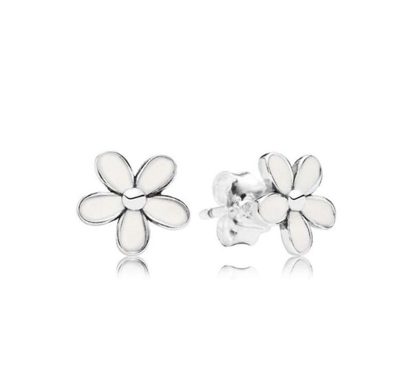 

white enamel daisy stud earring original box set jewelry for 925 sterling silver flowers earrings for women girls4171970, Golden;silver