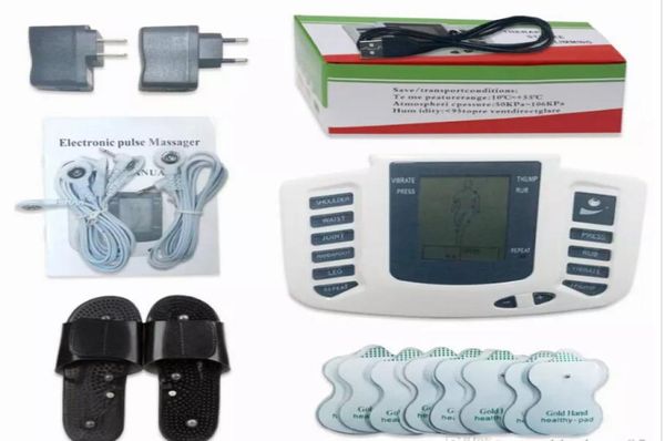 

electrical stimulator full body relax muscle digital massager pulse tens acupuncture with therapy slipper 16 pcs electrode pads fr8399070