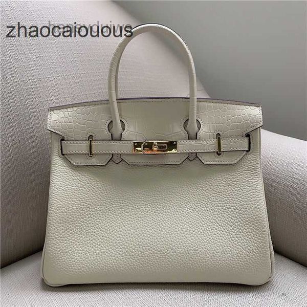 

platinum herbag classic birkinssss luxurys pattern litchi splicing crocodile classic bag wholesale high-capacity cowhide portable women'