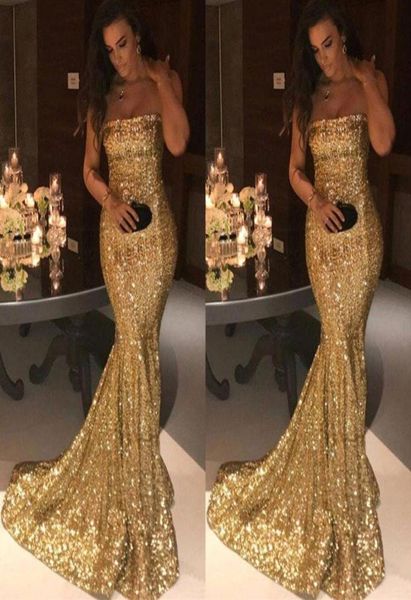 

2018 sparkly mermaid evening dresses strapless backless gold prom gowns long party formal dresses3688396, Black;red