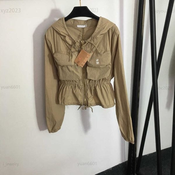 

designer womens clothing long sleeved hoodie waist design coat size s- letter offset double pocket decoration jacket july25, Black;brown
