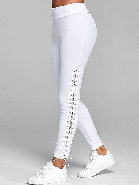 

women's pants capris casual fitness leggings plus size s-3xl lace up grommet leggings skinny leggings women pencil pants black white st