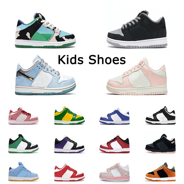 

2023 kids shoes for boys girls black white chunky pink panda lows kid shoe athletic outdoor casual fashion sneakers children walk toddler sp