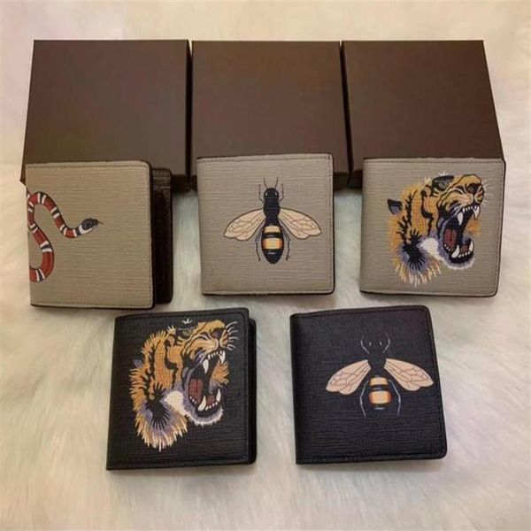 

men animal short wallet leather black snake tiger bee wallets pu women classic long style purse wallet card holders l289b, Red;black