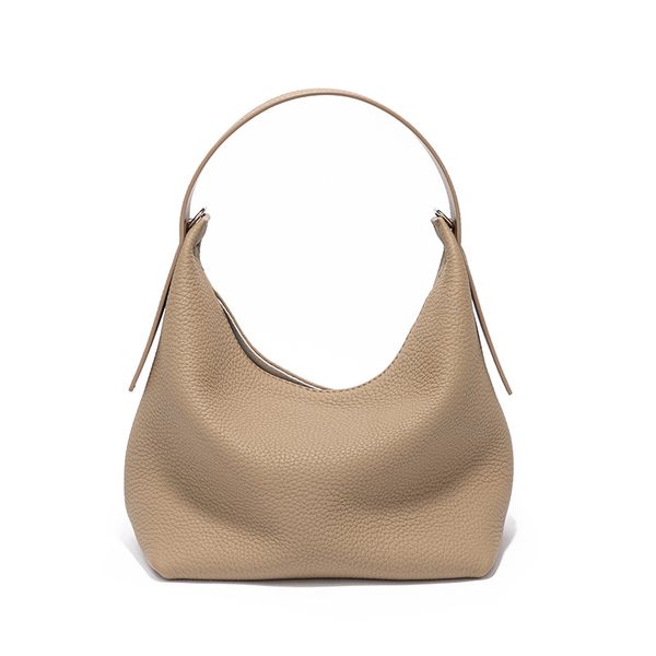 

designer women's bag - tote low-key luxury, old money style, casual chic, grain leather handbag, single shoulder & crossbody bag khaki