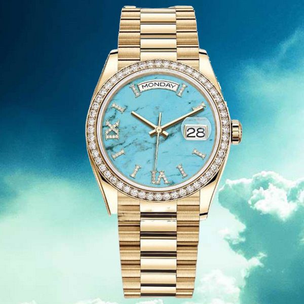 

mens women watch watches rlx 40mm rose gold automatic 8205 movement stainless steel president classic sapphire watches original box designer, Slivery;brown