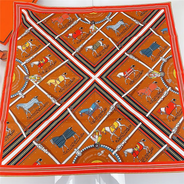 

manual hand rolled twill silk scarf women belt plaid horse square scarves fashion versatile echarpes foulard femme wrap lady bandana hijab 9, Blue;gray
