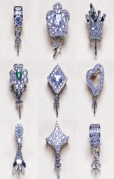 

diy pearl necklace settings 925 sliver pearl pendant 9 styles pearl necklace for women girl fashion jewelry diy wedding gift 9pcs7416206, Slivery;crystal