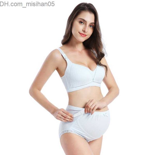 

maternity intimates natural rib comb cotton maternity care bra underwear set with elastic and comfortable underwear suitable for pregnant wo, White