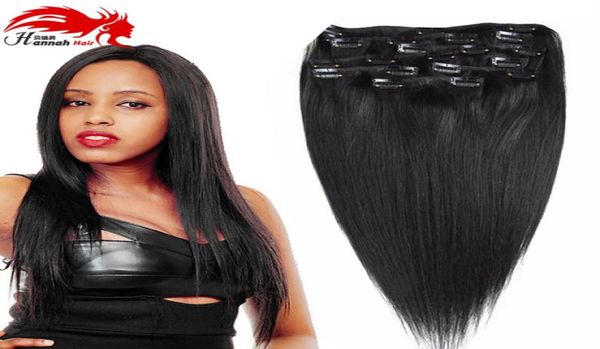 

hannah brazilian clip in hair extensions human hairblack straight clip in extensions70g100g140g200g full and thick 8pcsset6507993, Black