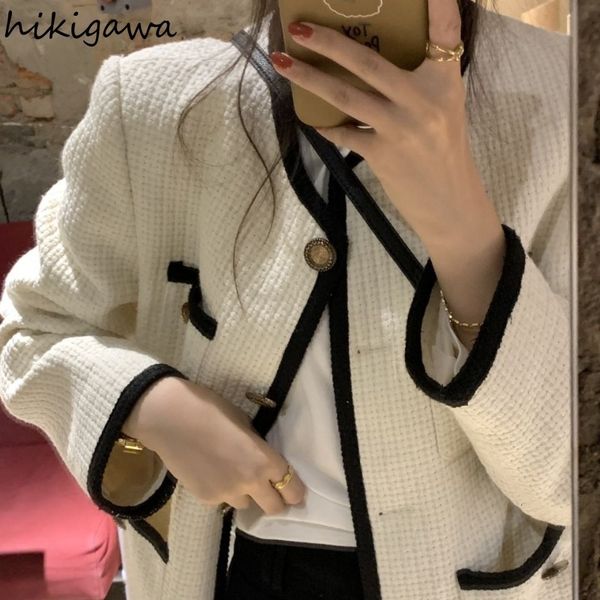

womens jacket clothing korean vintage jackets long sleeve casual temperament ropa mujer office lady solid color fashion coat 230729, Black;brown