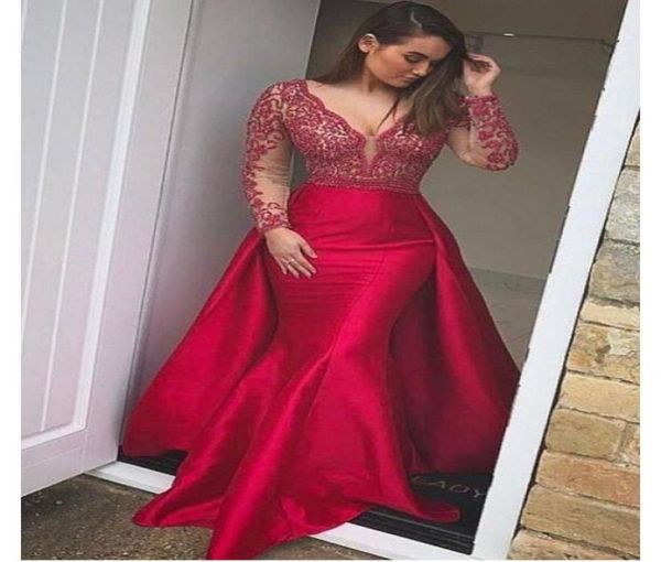 

pink evening dresses with panel 2020 off the shoulder mermaid v neck long sleeves prom gowns vestidos de fiesta largos elegant2494829, Black;red