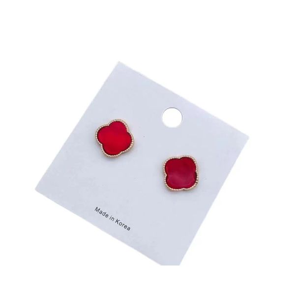 

fashion vintage four leaf clover stud earrings agate gifts for girlfriends on valentine's day, Golden;silver